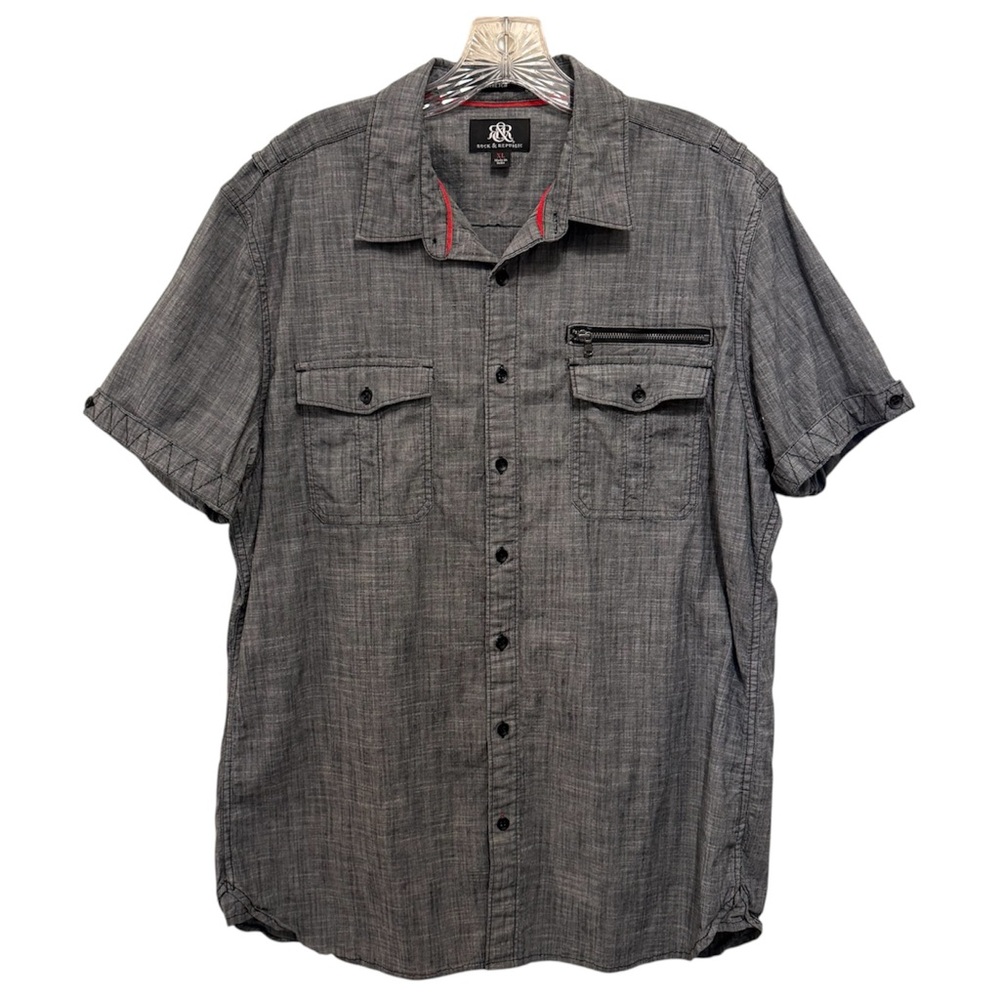 Rock & Republic Charcoal Button Up Short Sleeve Shirt